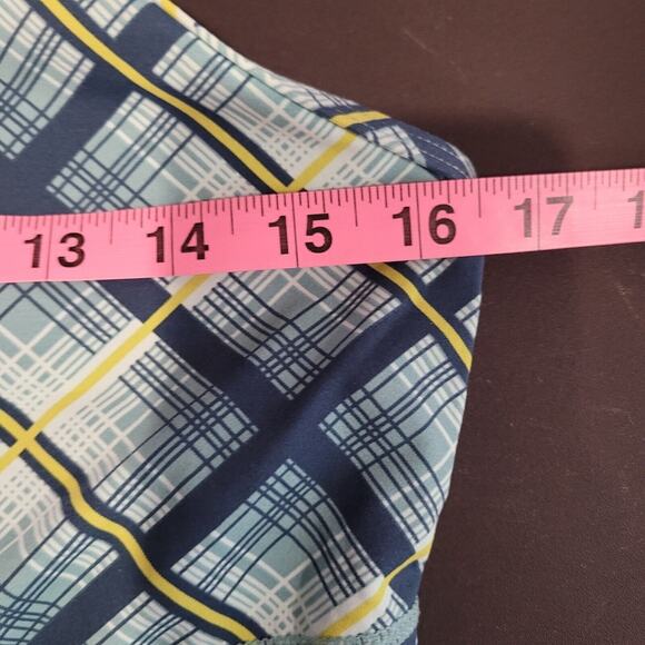Title Nine Racerback Dress Womens Medium Geometric Plaid Active Blue Swim Cover - Picture 6 of 7